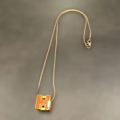 Collar Cubo Hermes H Naranja Usado Sin Daños Significativos Japón Foto 1 de 4