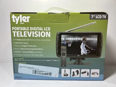 Tyler TTV701 7" Portable Widescreen LCD TV With Detachable Antennas, USB/SD Card - Image 1 of 4