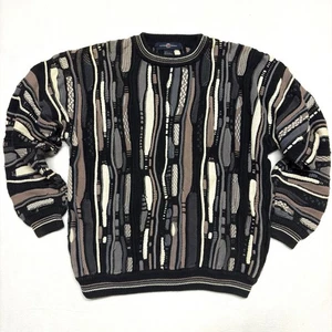Vintage Cotton Traders Coogi Style Sweater 3D Knit L 90s Cosby Textured Colorful - Picture 1 of 8