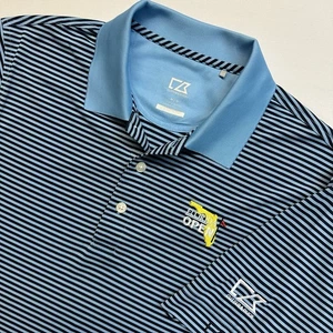 Cutter & Buck CB Dry Tec Poloshirt Herren mittelblau gestreift Florida Open Golf - Bild 1 von 6