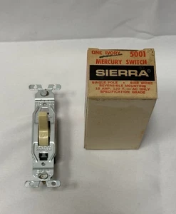 Vintage Sierra Mercury Switch 5001 Ivory Single Pole 15A 120V Spec Grade NOS - Bild 1 von 5