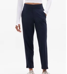 ATHLETA BROOKLYN Mid Rise Women’s Ankle Pull On Pants Sz 8 Navy Blue Stretch - Picture 1 of 14