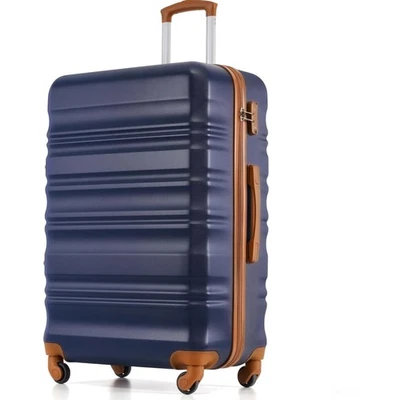 Suitcase hard shell TSA lock wheels trolley suitcase blue brown 55x20x35cm - Image 1 of 2