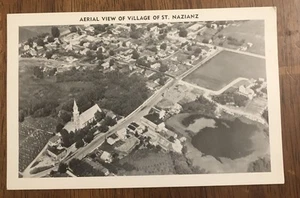 Schwarz-Weiß Postkarte - Luftaufnahme des Dorfes St. Nazianz, Wis. (WP1) - Bild 1 von 2