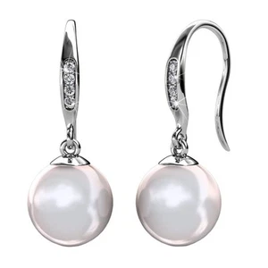 Betty Pearl Earrings for Women with Simulated Diamond Crystals | Sophisticate... - Picture 1 of 9