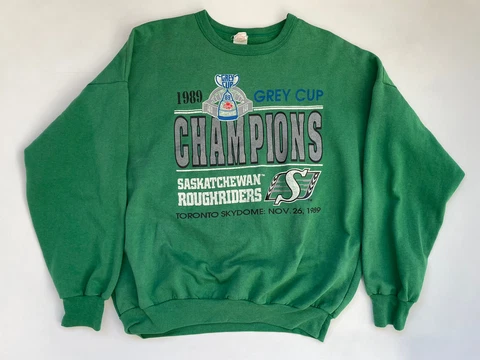 vtg 80s SASKATCHEWAN ROUGHRIDERS GREY CUP CHAMPS CFL 1989 SWEATSHIRT FOOTBALL XL Cover