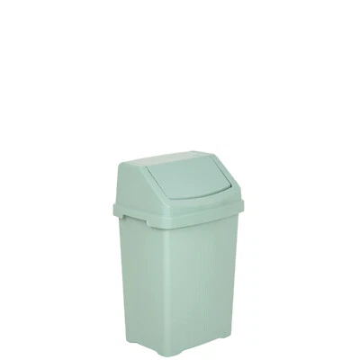 WHAM Pattumiera a battente 8L con coperchio a patta in plastica leggera e cucina resistente - Salvia argento