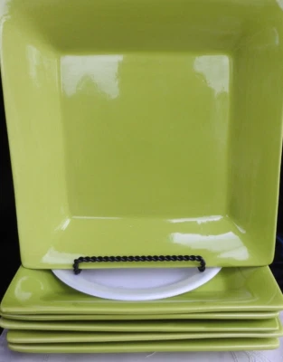 PIER 1  Essential Colours Lime Green Square Dinner Plates  10 3/4" Set of 4 - Image 1 of 4