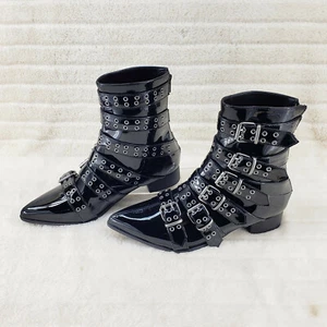 Botas al tobillo Wicked Warlock 70 con correa múltiple Winklepicker para hombre patente NY DEMONIA - Imagen 1 de 11