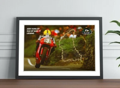 JOEY DUNLOP ISLE OF MAN TT RACING LEGEND ART FRAMED POSTER PICTURE PRINT ARTWORK - Image 1 of 4