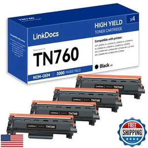 LinkDocs TN760 Toner Cartridge Replacement for Brother TN-760 TN730 to Use wi - Picture 1 of 5