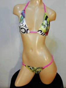 Exotic dancer stripper medium multicolor 2 piece bikini dance outfit-dancewear - Picture 1 of 2