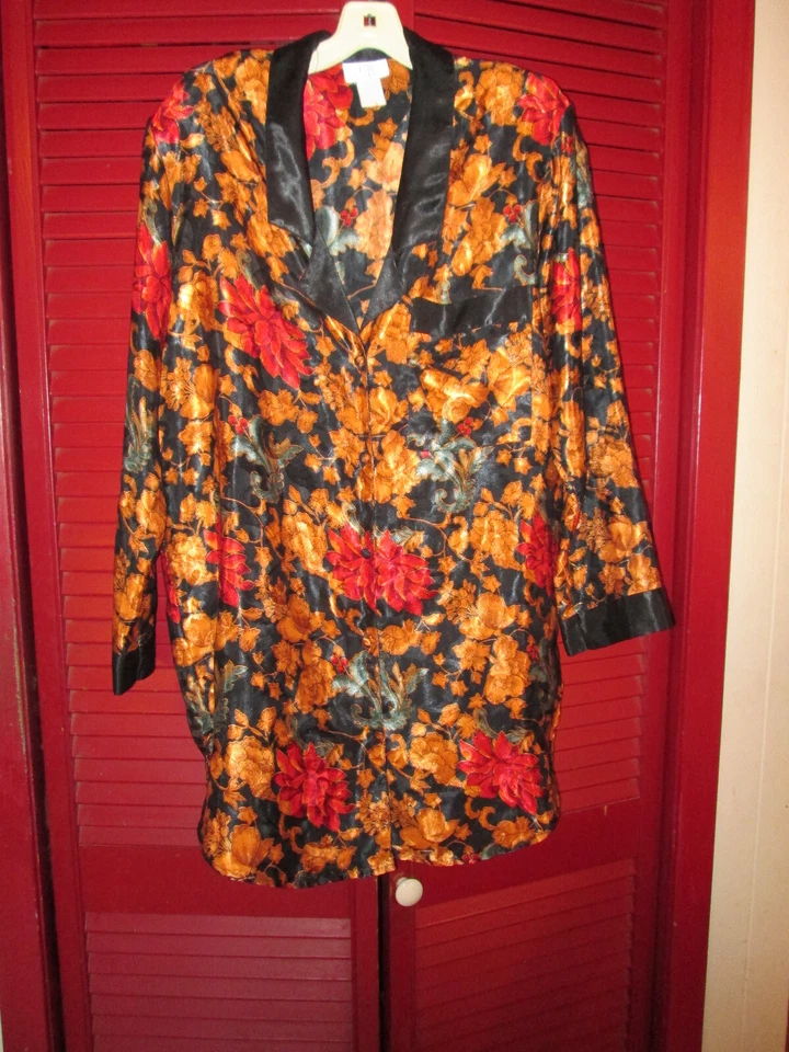 De Colección L.A. Intimates Multi Floral Botones Bolsillo Camisa de Noche Vestido Bata Para Mujer M Foto 1 de 4