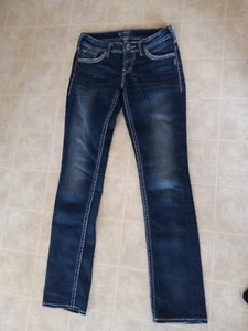 Silver Jeans Berkley Straight Leg Low Rise Dark Wash Size 26/32 - Picture 1 of 4