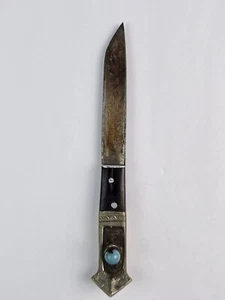 Vintage Antique Tibetan Knife Ornamental Handle with Blue Stone - no sheath - Picture 1 of 10
