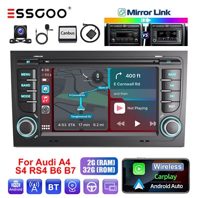 7" Carplay 2Din Autoradio Für Audi A4 S4 RS4 B6 B7 RNS-E Android 13 NAVI GPS RDS - Bild 1 von 4