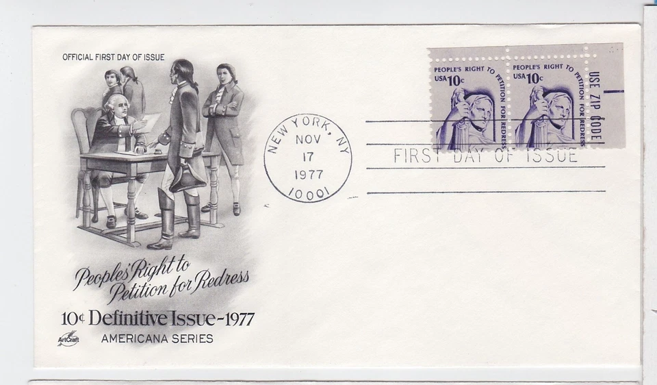 TurtlesTradingPost- Right to Petition-  10 Cent 1977 #1592 FDC Artcraft Cachet - Image 1 of 1