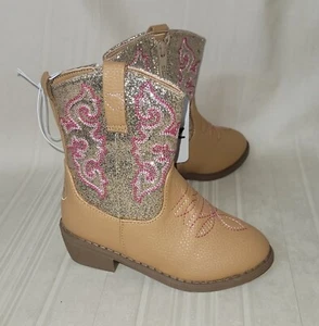 Botas de Vaquero NIÑOS PEQUEÑOS Talla EE. UU. 11 Tostado Texturizado Imitación Cuero Brillo Por Pawz - Imagen 1 de 6