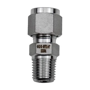 304 Edelstahl Klemmverschraubung 3/8" Rohr Außendurchmesser x 1/4" NPT Außengewinde Adapter - Bild 1 von 2