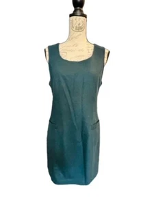 Vintage Worthington Size 8P Forest Green 100% Wool Lined Jumper Dress Pockets - Picture 1 of 13