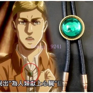 Attack on Titan Leader Erwin Smith Necklace Green Pendant Bolo Tie Accessoies - Picture 1 of 6