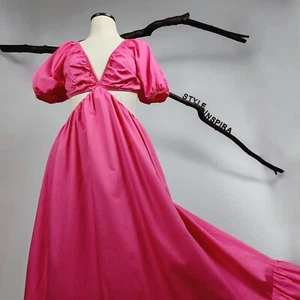 ZARA 💗 VESTIDO SEÑORA VESTIDO POPELINK ALGODÓN RECORTES ROSA FUCSIA 1971/103 M - Imagen 1 de 10
