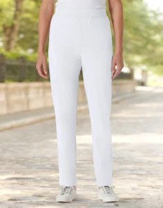 Appleseeds Sz 3X White Hidden Elastic Cotton Knit Pull On Pants NWOT - Picture 1 of 1