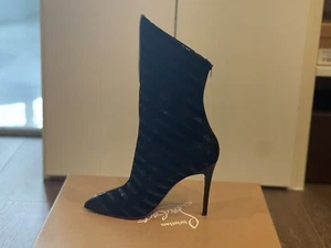 NIB Christian Louboutin Women's Sz 38.5  Leather Velour Mid Calf Boots Booties - Picture 1 of 8