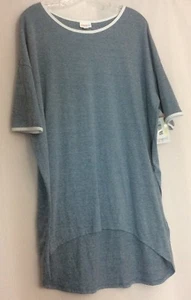 NWT Lularoe Irma High Lo Tunic Size Large Blue Heathered Print White Trim - Picture 1 of 7