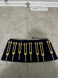 8 Pieces Chakra Tuning Fork Set Silver Chakra Tuning Fork for Healing Meditation - Picture 1 of 9