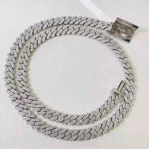Collana catena cubana moissanite certificata 8 mm rombo uomo argento 925 hiphop - Foto 1 di 47