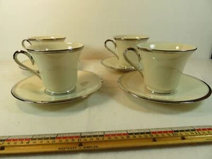 4 Lenox Solitaire Cup 6oz Saucer 6 inch China USA EUC - Picture 1 of 7