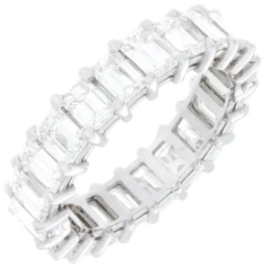 DIA certified Breathtaking 8.00 Carat Emerald cut Diamonds 14K Eternity Bands - Picture 1 of 9