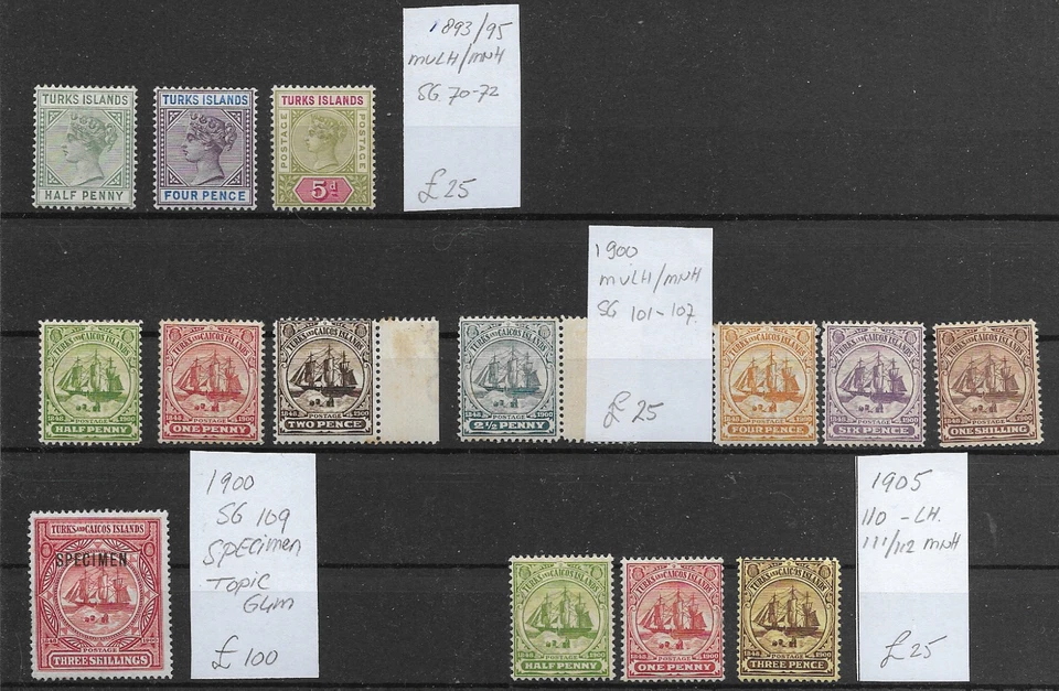 土耳其和凯科斯群岛 @ 1893 - 1905 MNH /MVLH 价格不错 @GB.430 — 第 1/1 张图片