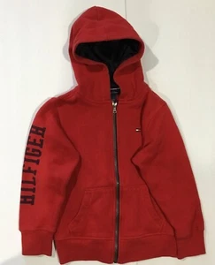 Tommy Hilfiger Hoodie Sweatshirt size 7 Boys Full Zip Red Faux Sherpa - Picture 1 of 5