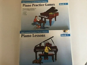 2 piano books-Hal Leonard student library (lesson one and piano practice games - Picture 1 of 2