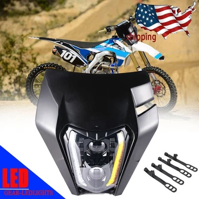 Faro LED para Honda CRF250F CRF450R/X CRF250R XR400Dirt Bike Carenado NEGRO Foto 1 de 4