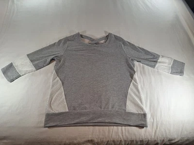 RBX Women's size L Gray Pullover Sweatshirt 3/4 Sleeves White Accents CUTE BACK - Image 1 of 4