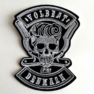 Volbeat Denmark 5 inches Woven Sew On Patch - Silver & Black - Picture 1 of 8