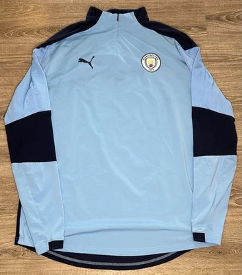 Camiseta de entrenamiento PUMA Manchester City 1/4 cremallera para hombre 2XL manga larga azul fútbol Foto 1 de 4