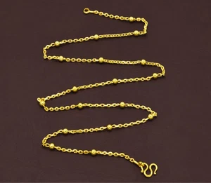 23", 24K Yellow Gold Plated Necklace ROLO Chain Thai Jewelry Women Gift for her - Picture 1 of 7