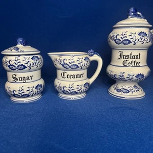 arnart blaue Zwiebel Instantkaffee Milchkännchen und Zuckerdose mit Deckel - Bild 1 von 6