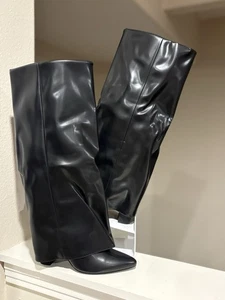 DREAM PAIRS Botas hasta la rodilla Plegables Gruesas Tacones Altos Botas Largas para Mujer Talla 8.5 - Imagen 1 de 10