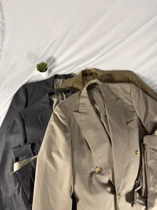 Lot Of 4 - Paul Stuart Suits 44L Navy Grey Brown Silk Wool Sports Coats Blazers - Picture 1 of 22