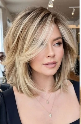 Peluca Bob Corta Destacada Rubia 100% Cabello Humano Encaje Frontal Peluca para Mujer 13x4 Foto 1 de 3