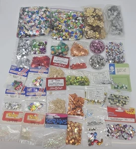 Huge Lot of Vintage Craft Sequins & Rhinestones Assorted Shapes & Colors - Picture 1 of 4