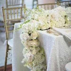 60" X 102" White Sequin Tablecloth Wedding Table Cloth Sparkle Sequin Linens ... - Picture 1 of 7