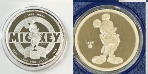 1988 Disney Mickey Mouse 60 Years With You 1 oz .999 Silver Round w/ Box & COA