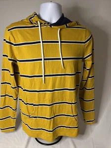 Men’s Old Navy Long Sleeve Hooded Yellow & Blue Stripe Shirt, Size S - Picture 1 of 7