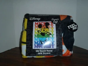 Mickey Mouse Rainbow Silk Touch Throw Super Soft Plush 50 X 60 New With Tags - Picture 1 of 1